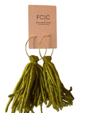 Mixed-Media Earrings | Olive Moss Fringe Hoops