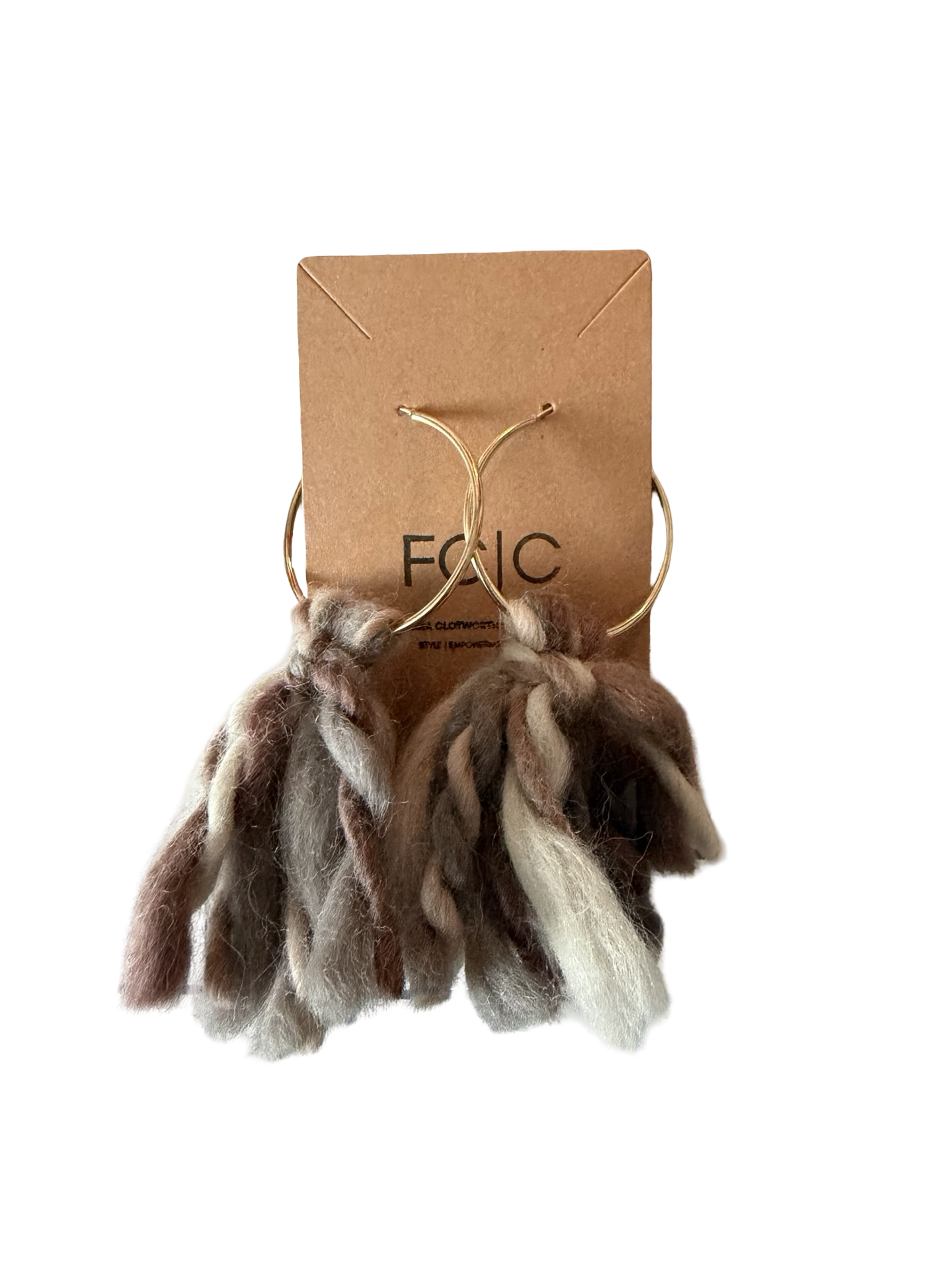 Mixed-Media Earrings | Earth-Tone Marled Tassel Hoops