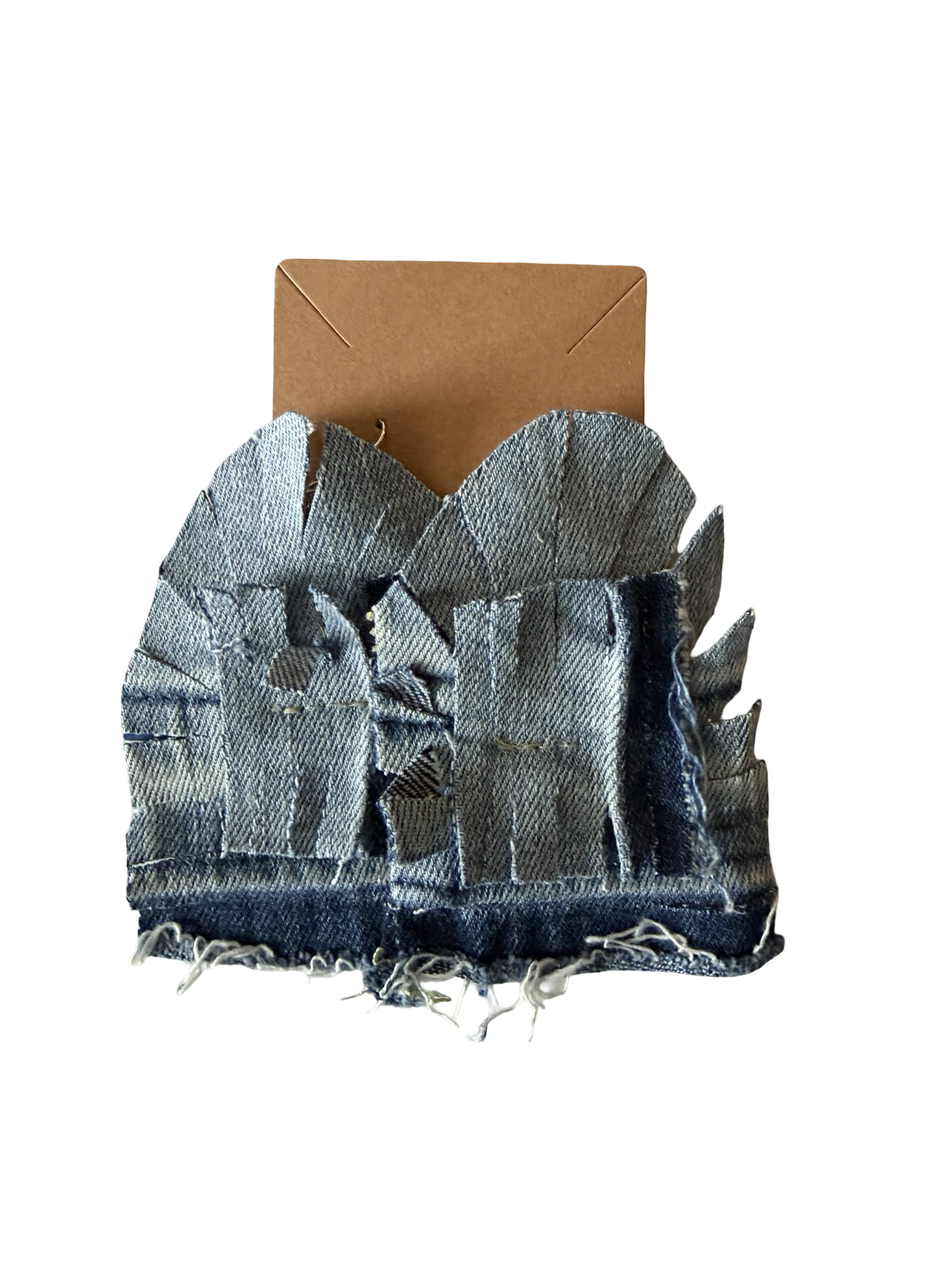 Mixed-Media Earrings | Up-Cycled Layered Denim Fringe Dangles
