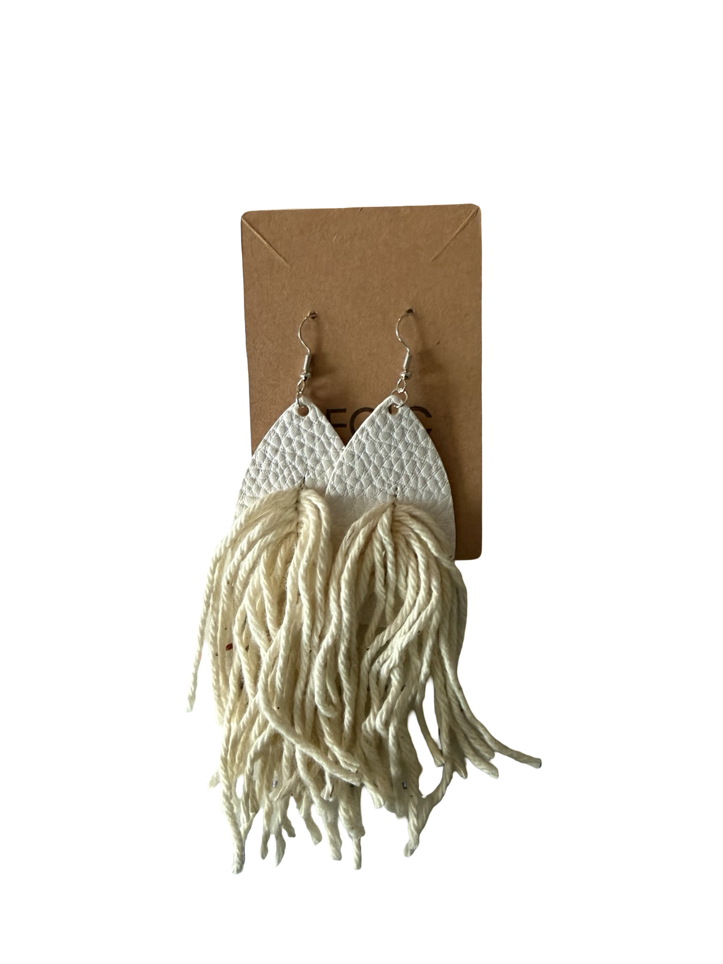 Mixed-Media Earrings | White Alabaster Fiber Dangles