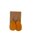 Textured Vegan Leather Teardrop Earrings-Orange