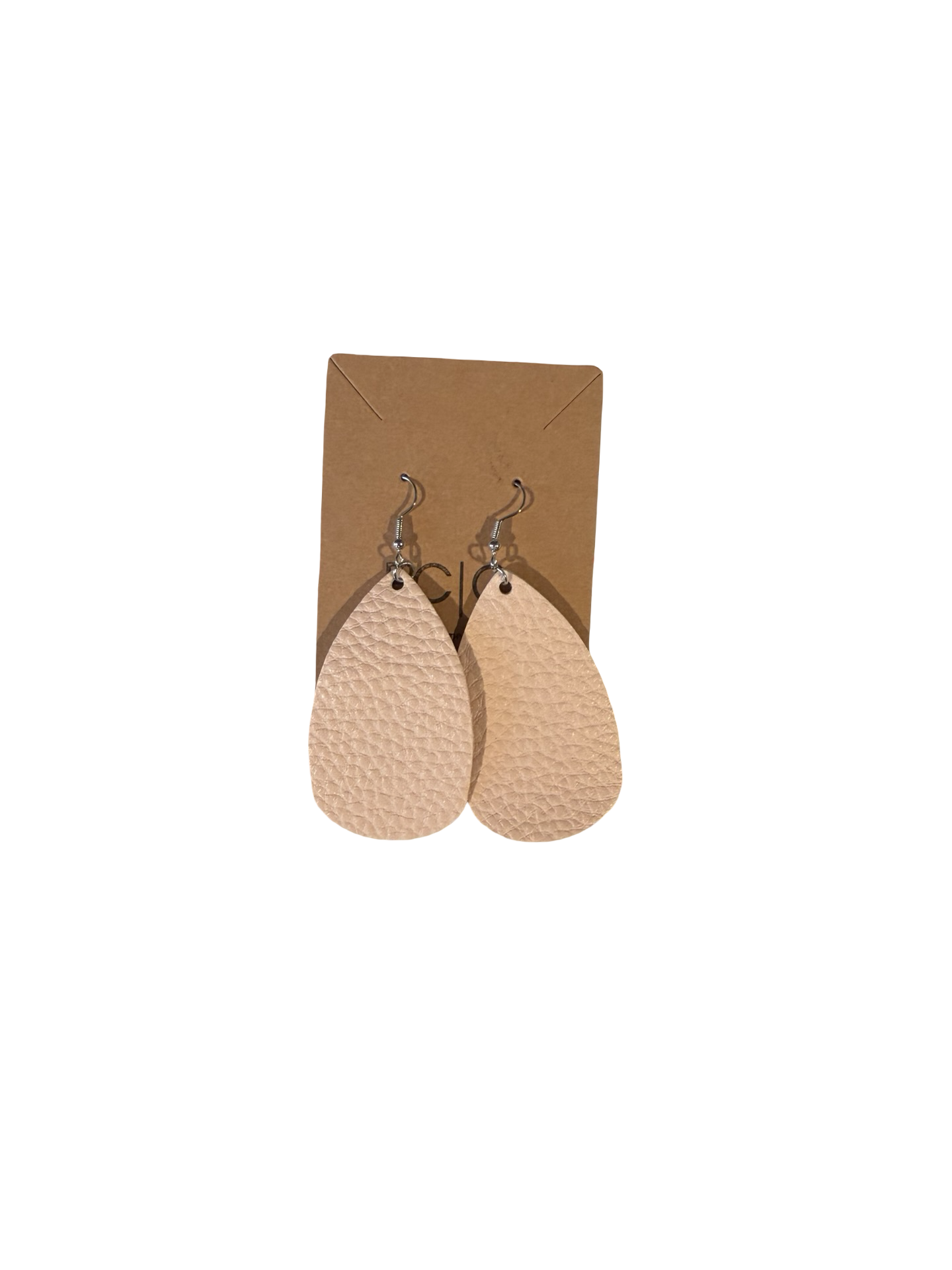 Textured Vegan Leather Earrings-Creamy Beige